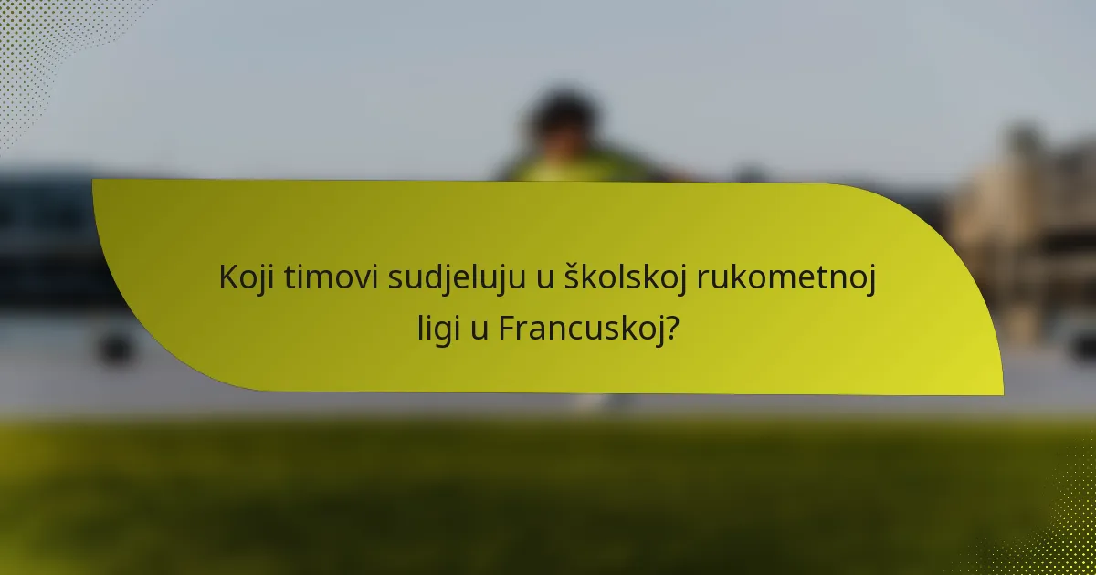 Koji timovi sudjeluju u školskoj rukometnoj ligi u Francuskoj?