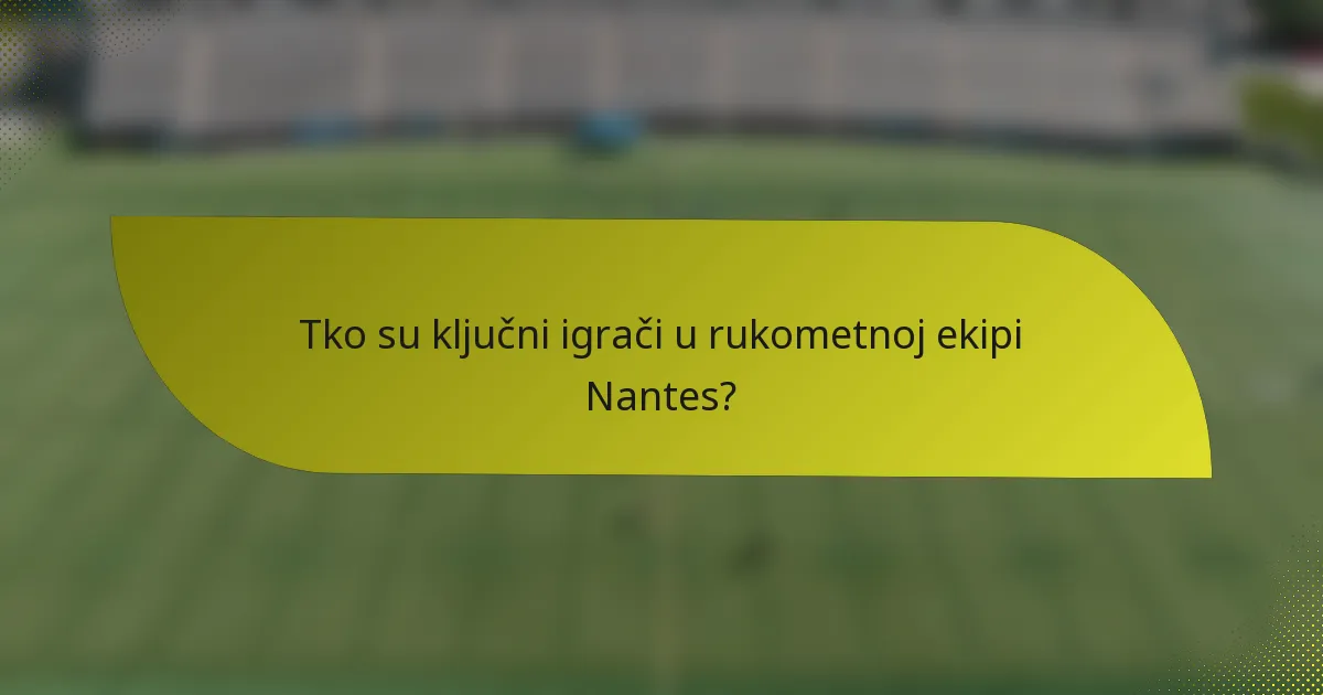 Tko su ključni igrači u rukometnoj ekipi Nantes?